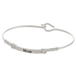 Engraved Message Metal Wire Wrapped Hook Bracelet
